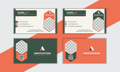 Business card design template set. Personal visiting card with company logo. Stationery design templates.