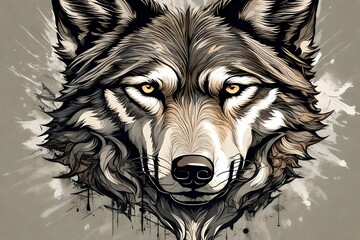 Visualize a captivating vector depiction of a wolf, distilled to its essential elements, conveying both strength and the untamed spirit of freedom - obrazy, fototapety, plakaty