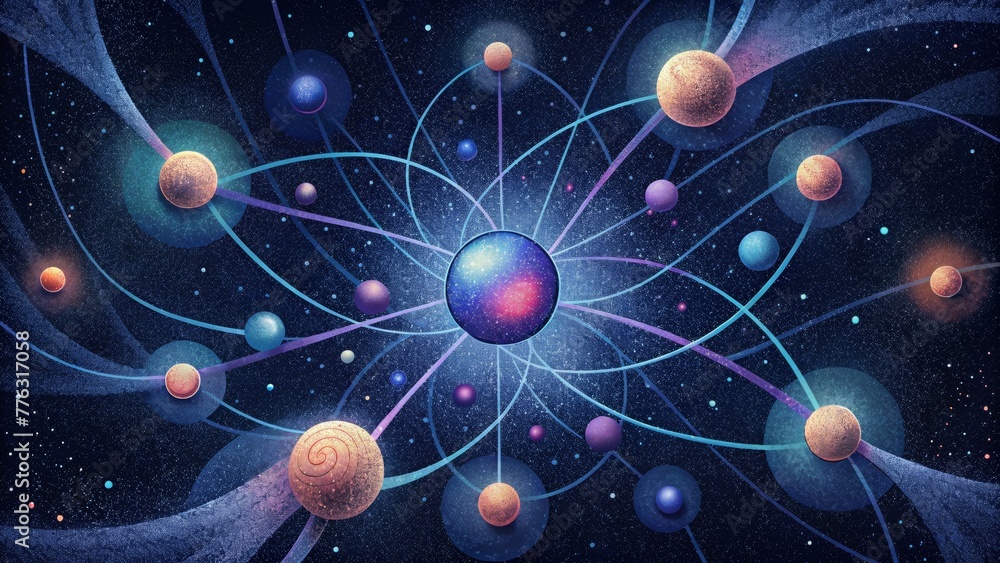 Poster A visual representation of data flowing through a cosmic superhighway of wires and nodes.
