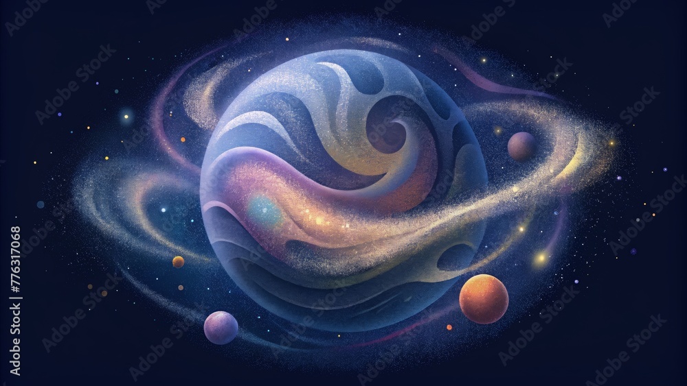 Fototapete a cosmic painting with delicate brushstrokes of dust creating intricate patterns and designs.