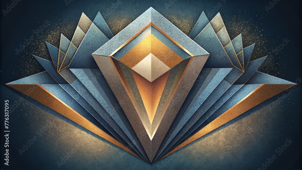 Aufkleber A mesmerizing arrangement of angular shapes and metallic hues evoking the grandeur and sophistication of Art Deco design.