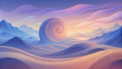 Soft gradients and gradients give these  swirls a serene and tranquil feel almost like a digital abstract landscape. - obrazy, fototapety, plakaty