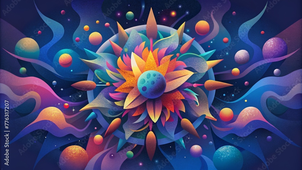 Poster A chaotic burst of colors and shapes challenging the viewer to find a sense of order within the chaos.