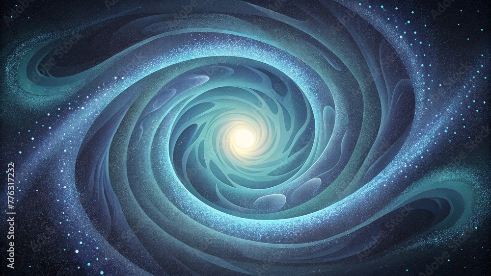 Poster swirling vortex of luminous circles evoking the concept of a powerful energy field.