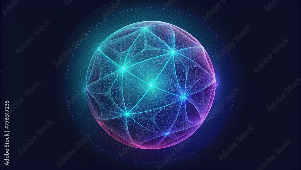 Aufkleber a threedimensional mesh of glowing lines reminiscent of a powerful forcefield.
