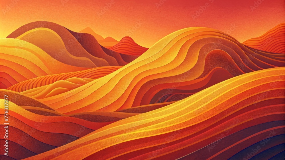 Aufkleber A dynamic and modern depiction of topography with interweaving lines in vibrant shades of red orange and yellow creating a striking and