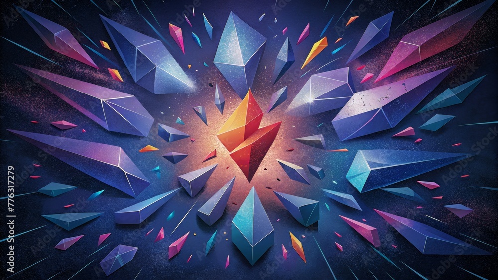 Aufkleber Jagged shards of various sizes and colors intersecting to form a dynamic energy field.