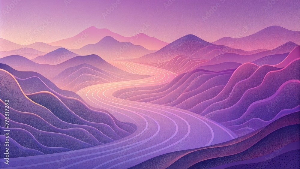 Aufkleber A serene and calming image with delicate lines in soft hues of purple and pink evoking the gentle curves and valleys of a topographical map.