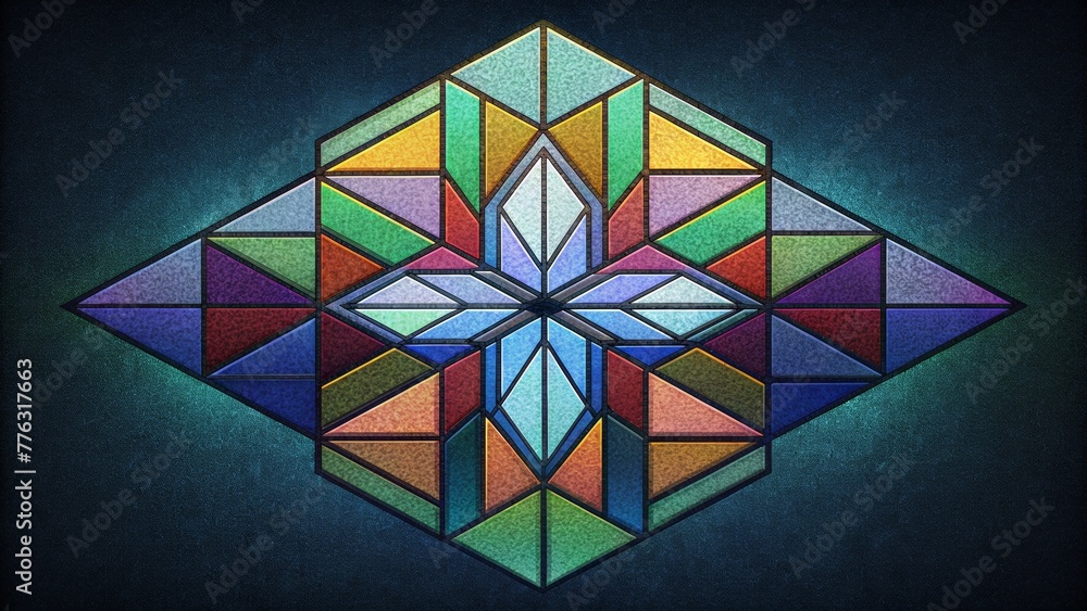 Poster sharp lines and bold colors converge to create a striking stained glass spectacle.
