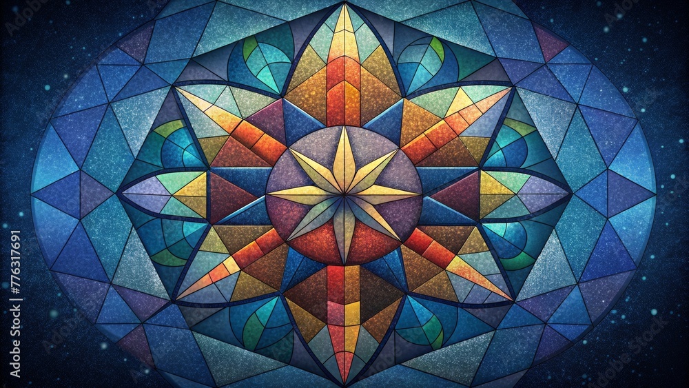 Poster a mesmerizing array of stained glass pieces forming a stunning and intricate spectacle.