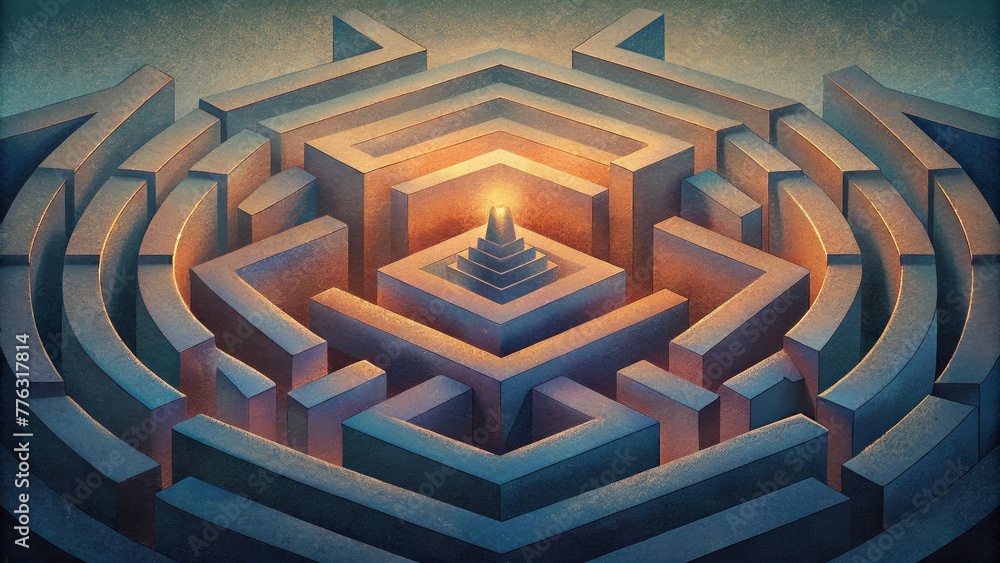 Leinwandbilder A intricate labyrinth of origami shapes seamlessly interconnected and casting intriguing shadow patterns.