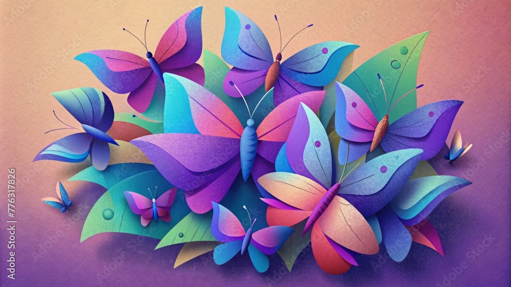 Poster A cascade of vibrant paper butterflies each one a unique composition of sharp edges and smooth curves.