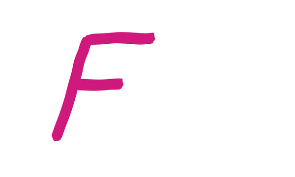 the capital letter F on a white background in pink