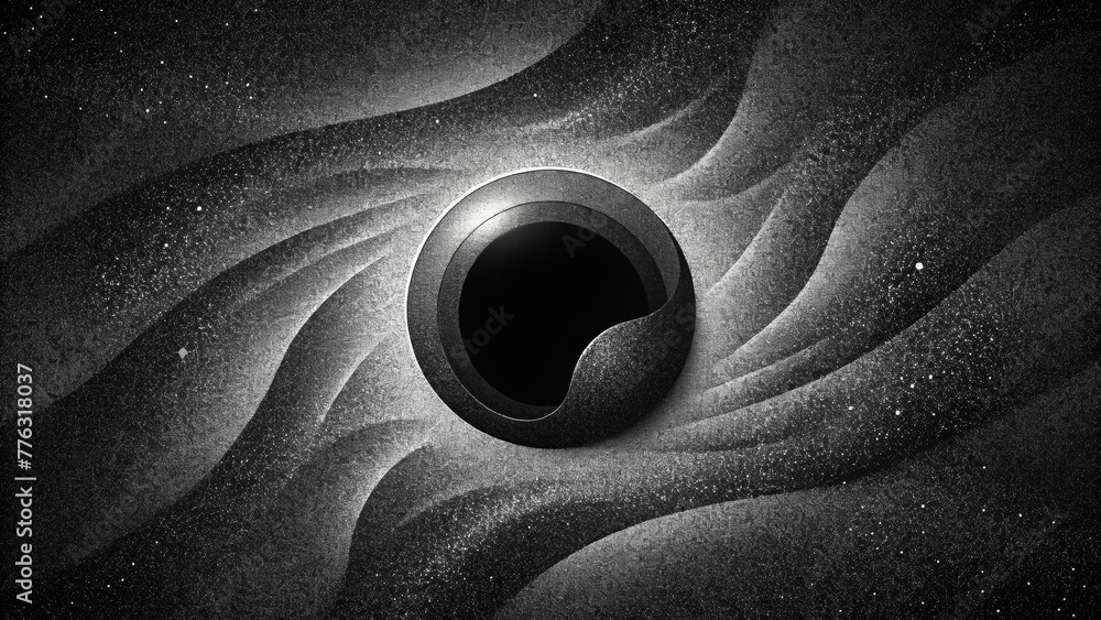 Poster a monochromatic graffiti piece of a black hole appears to swallow the wall giving a nod to the infin