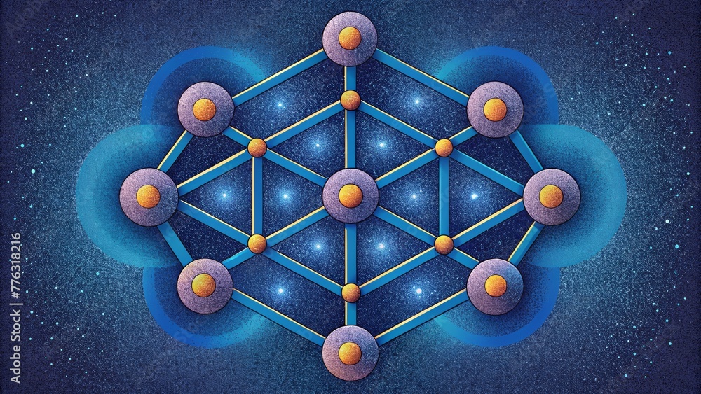 Aufkleber A visual puzzle of interconnected lines and points giving the illusion of a neverending matrix.