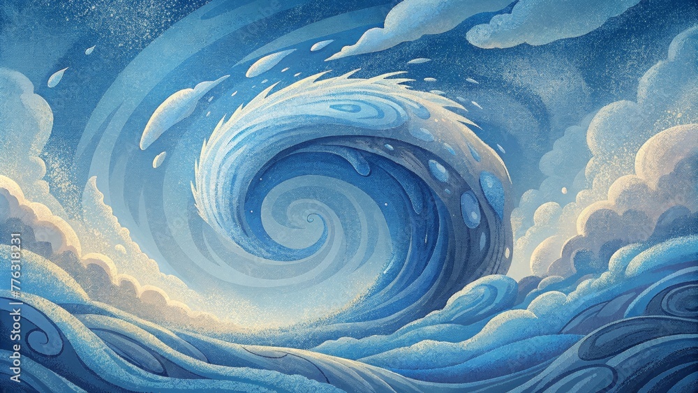 Poster Swirling waves of overlapping brush strokes creating a chaotic and unpredictable scene.