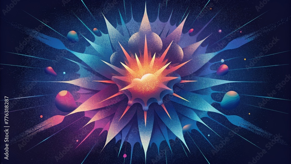 Aufkleber A burst of vibrant lines and shapes exploding from a central point representing the explosive growth and evolution of digital technology in a