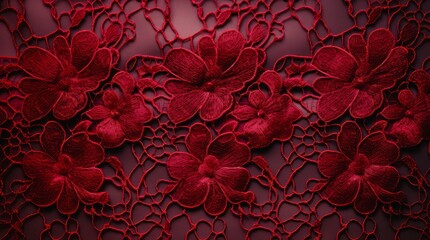Dark red floral lace texture.