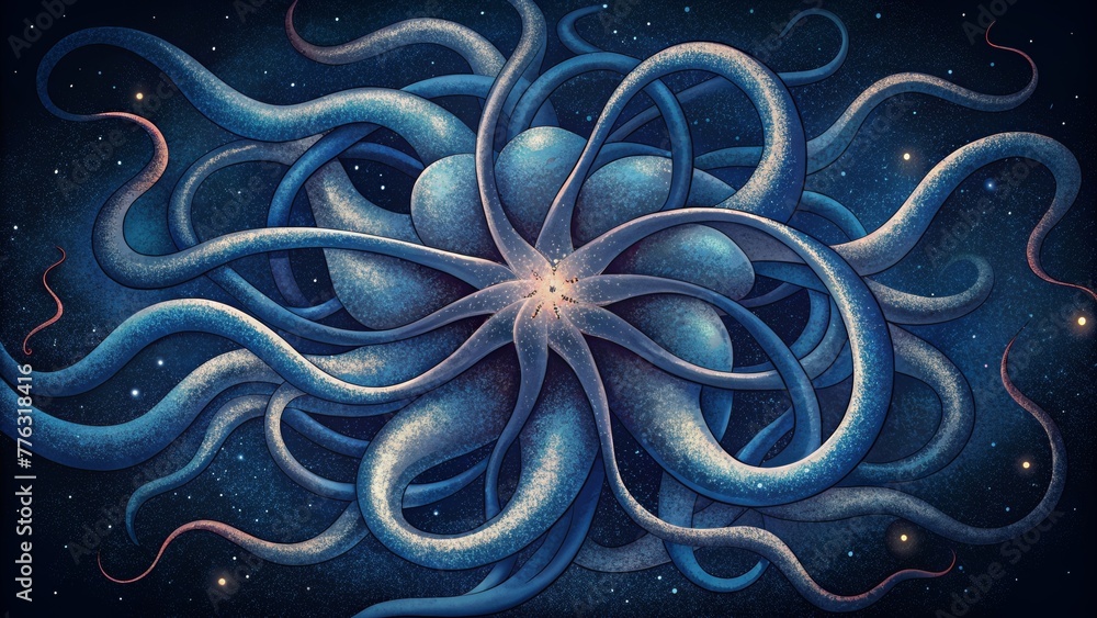 Poster Thin tendrils of ink stretch and intertwine mimicking the complex structure of a stellar nursery.