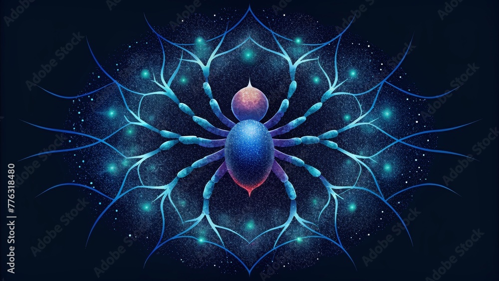 Aufkleber bold and mesmerizing ink blots mimic the intricate web of a cosmic spider.