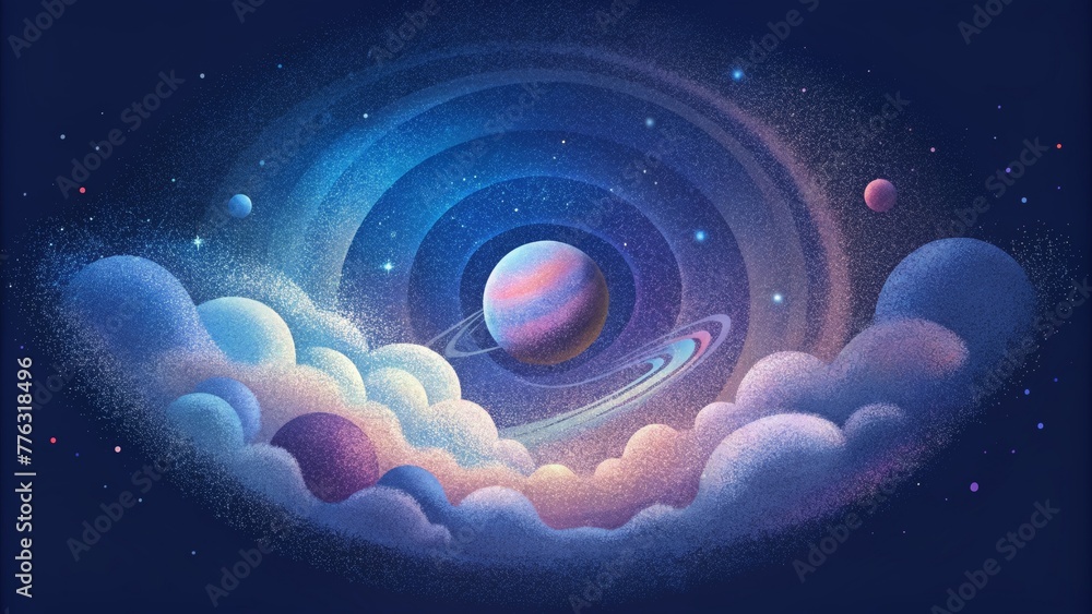 Poster Layers of ink create a dreamy ethereal effect like a distant galaxy captured through the lens of a telescope.