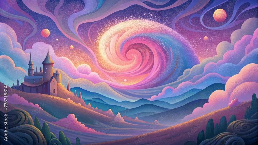 Aufkleber Whispers of color swirling and mixing creating a sense of surrealism and enchantment.