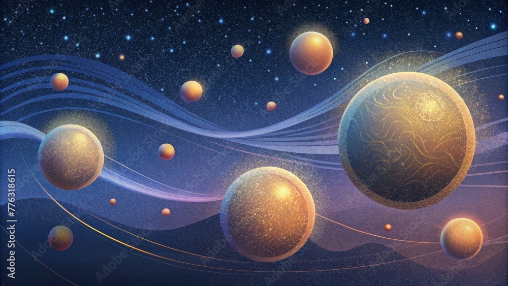 Aufkleber soft glowing orbs of light dancing in a weightless realm leaving faint trails behind them.