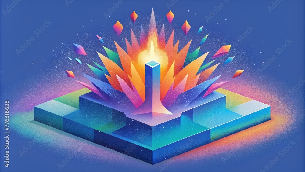 Poster A vibrant explosion of isometric colors creating a threedimensional effect that appears to jump off the page.