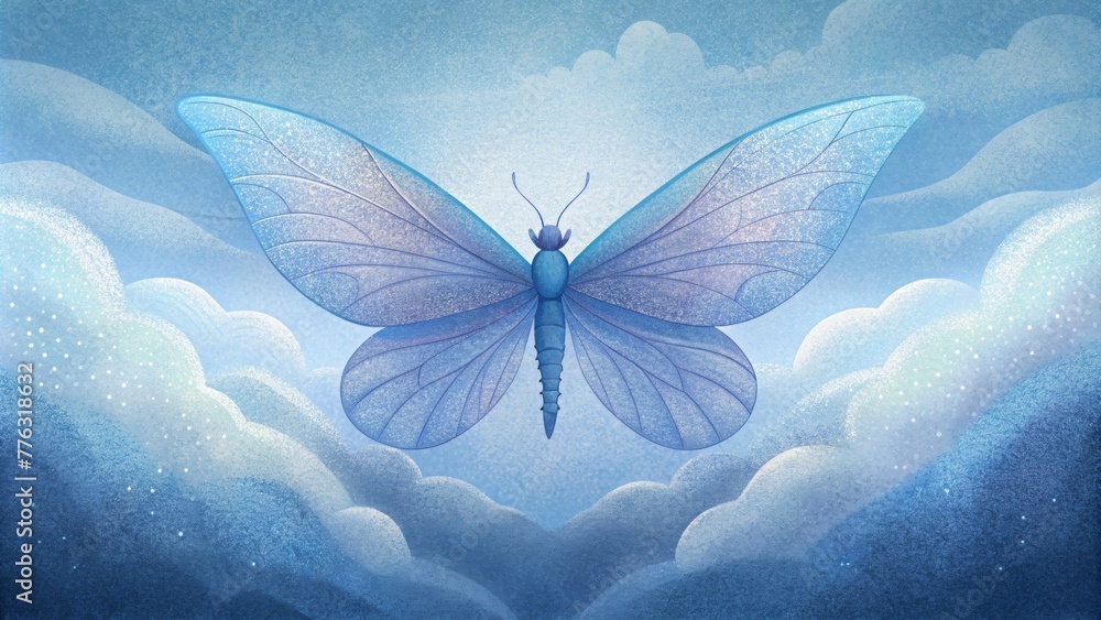 Aufkleber Delicate translucent wings fluttering against a backdrop of mist and soft light giving the impression of fleeting and elusive creatures.