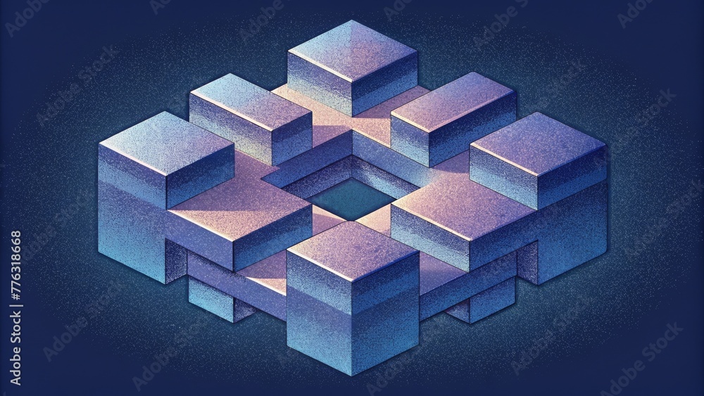 Poster A puzzle of isometric shapes each one fitting perfectly into the next to form a seamless and intriguing design.
