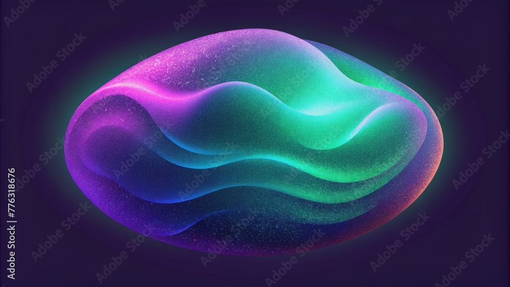 Poster a glowing amorphous blob with shifting hues of iridescent purple and green.