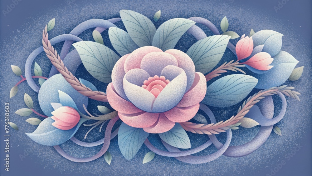Poster Soft feminine florals intertwine with worn aged patterns to create a charmingly nostalgic vignette.