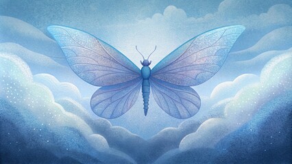 Delicate translucent wings fluttering against a backdrop of mist and soft light giving the impression of fleeting and elusive creatures.