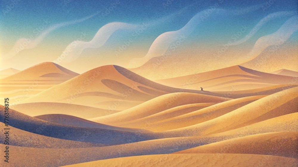 Aufkleber A gentle pixelated breeze ruffles the surface of the digital dunes creating a sense of movement and life in an otherwise still landscape.