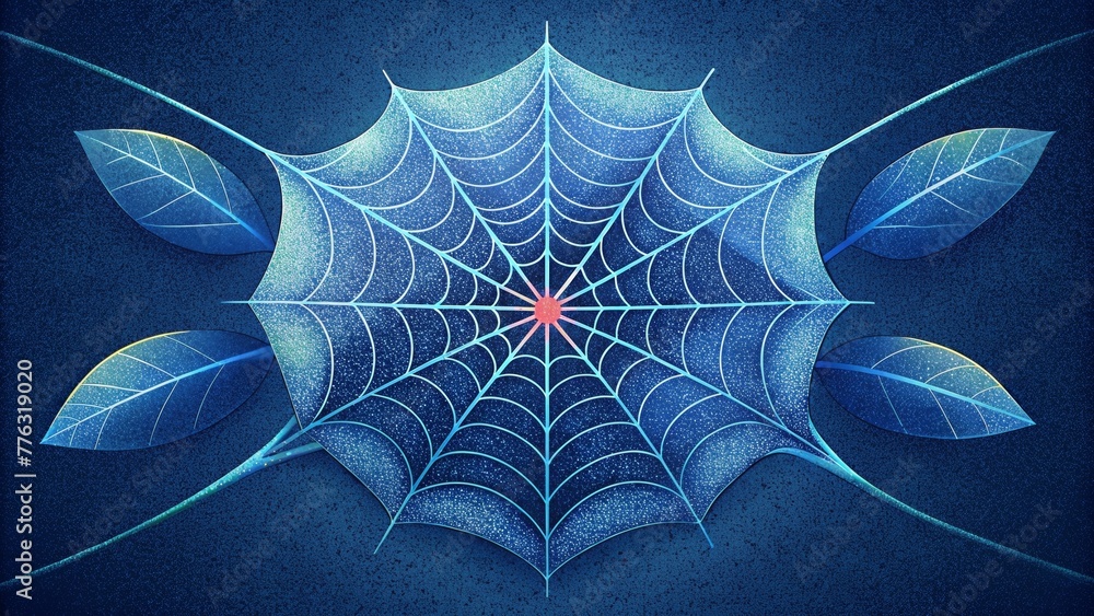 Poster The intricate patterns of a spiders web echo the like structures found in a leafs network.