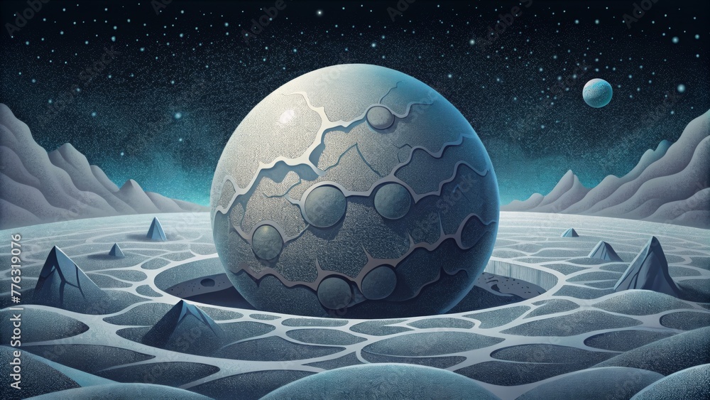 Poster A fractured landscape where every surface appears to be in motion constantly shifting and evolving in the moons desolate atmosphere.