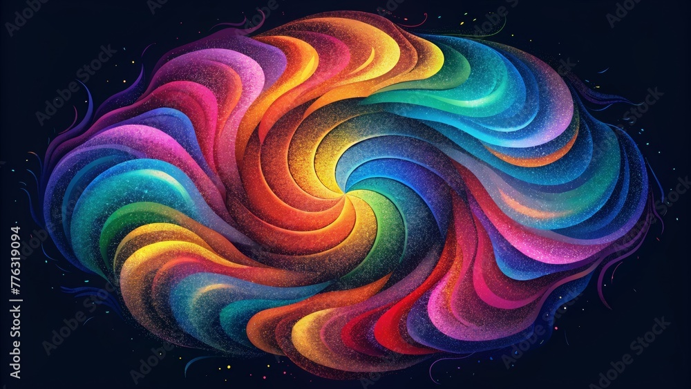 Poster swirls of vivid colors colliding in a chaotic dance forming a stunning spectrum of abstract expressi