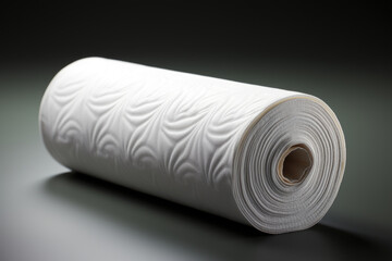 Tissue roll of long white paper toilet paper concept on black background Generative AI