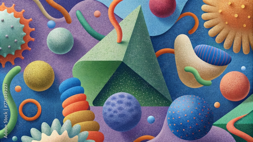 Leinwandbilder a collage of tactile textiles bursting with playful shapes and bold colors offers a visual and senso