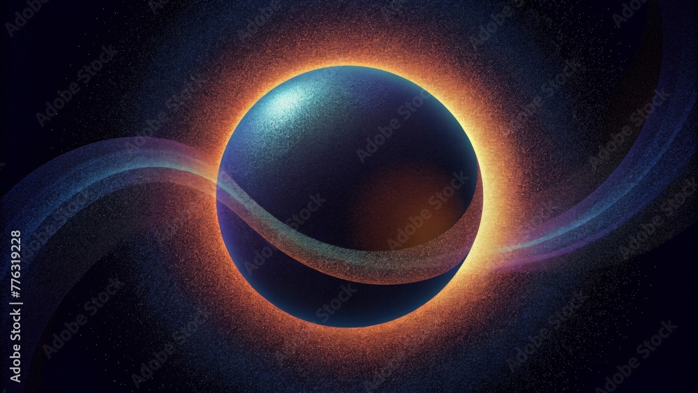 Fototapete A sweeping curve of light wrapping around a darkened space echoing the striking visuals of a solar eclipse.
