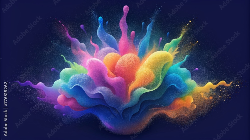 Poster a burst of vibrant colors as ink dissolves and expands in a clear liquid.