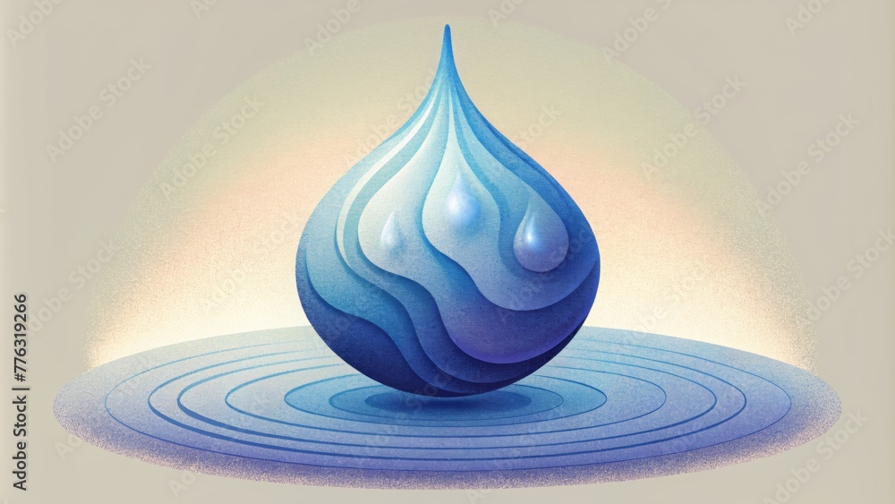 Poster The gentle cascading movements of ink slowly diffusing and transforming in a water droplet.