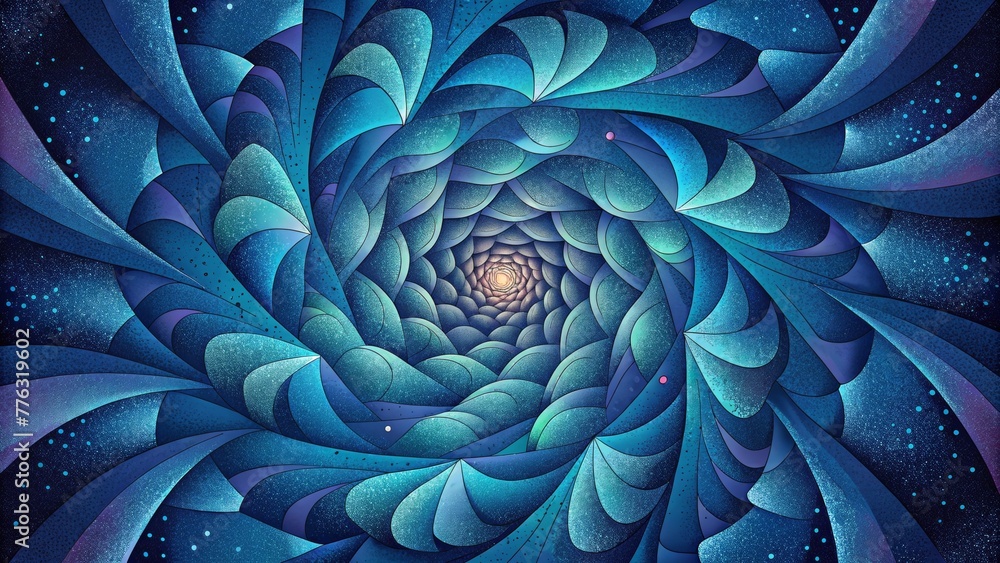 Poster A kaleidoscope of patterns and shapes converge forming a whirlwind of motion in  Vortex.