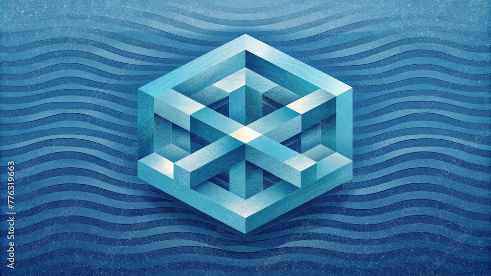 Poster A geometric design of interlocking shapes resembling the interplay of light and shadow on a rippled water surface.