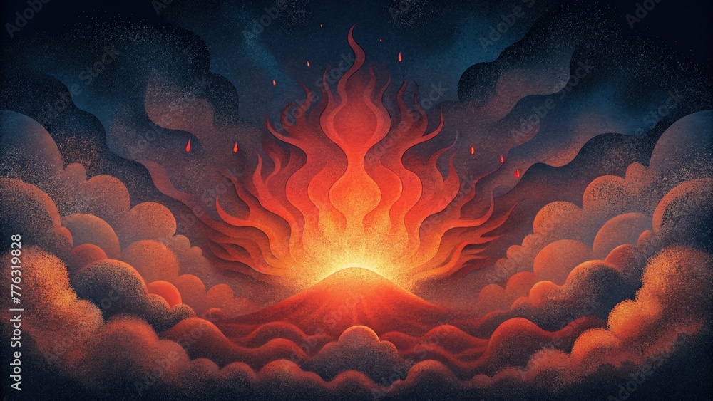 Poster A mesmerizing blend of fiery hues and smoky textures reminiscent of a burning ember.