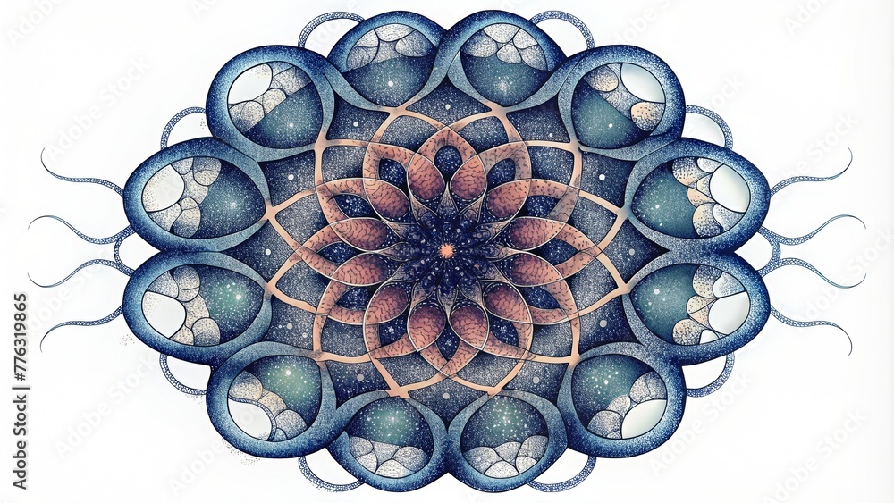 Aufkleber Intricate doodles and scribbles interlock and overlap forming a tangled and abstract web.