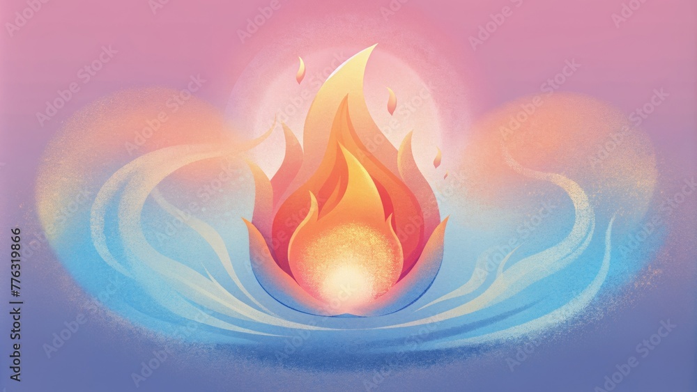 Poster an ethereal depiction of fire and flame with soft dreamy colors and blurred lines that evoke a sense