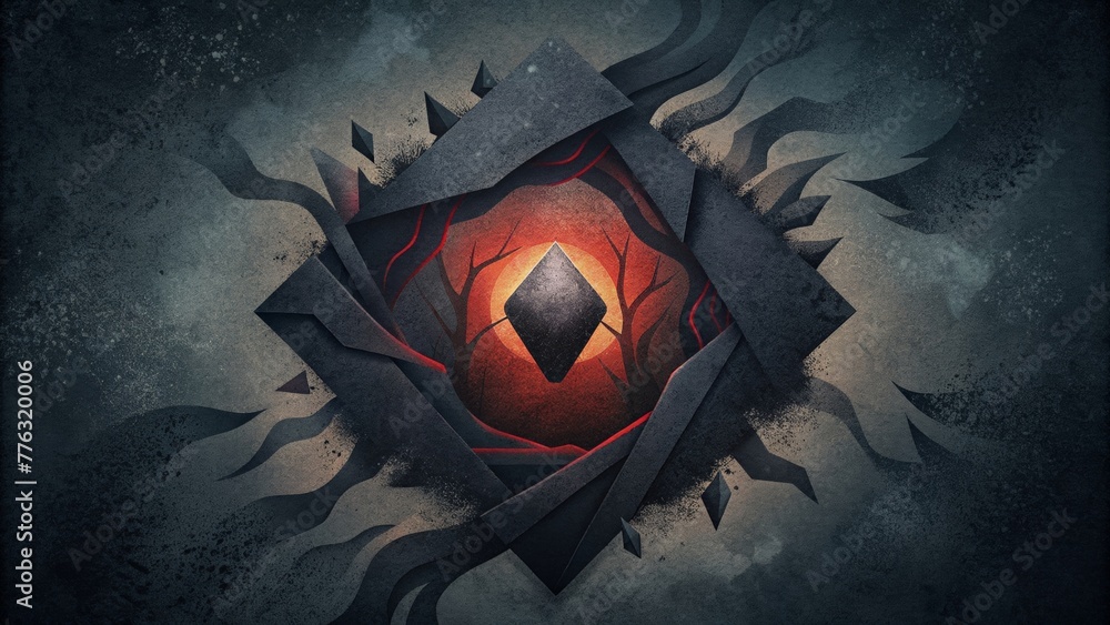 Poster a dark and moody composition of torn paper smudged ink and abstract forms capturing the essence of g