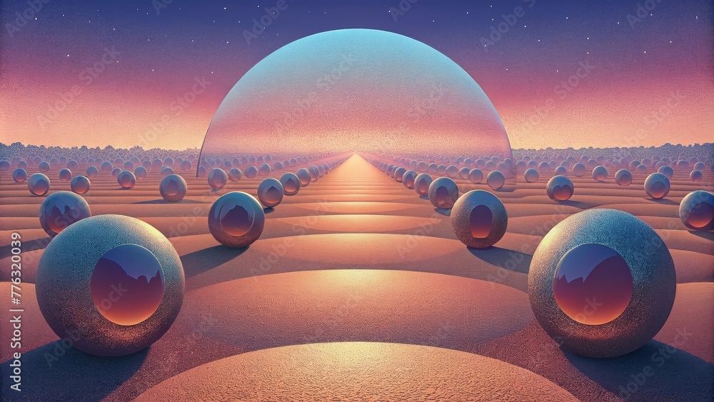 Poster a field of seemingly endless mirrored circles each one reflecting a different polarized angle of lig