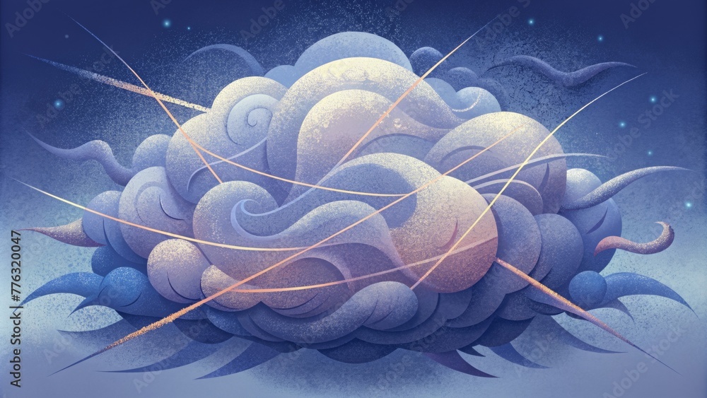 Leinwandbilder soft dreamy tendrils of clouds interwoven with sharp jagged lines evoking a feeling of controlled ch